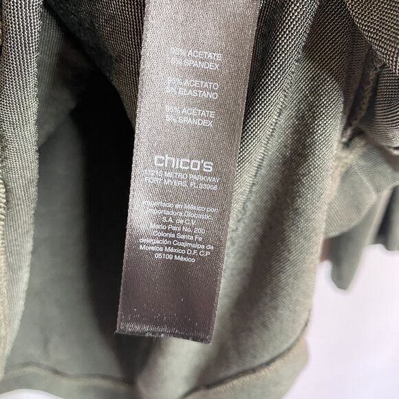 Chicos Travelers Slinky Top Sage Green LS Crew Open Arms Metal Details Size XL - Picture 6 of 12